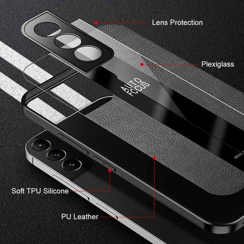 Galaxy S23 5G Premium Leather AutoFocus Ring Case