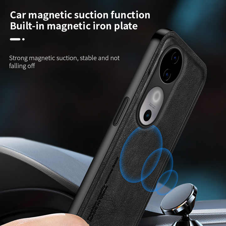 Vivo V40 Pro Skin Feel Shockproof Magnetic Phone PU Leather Case