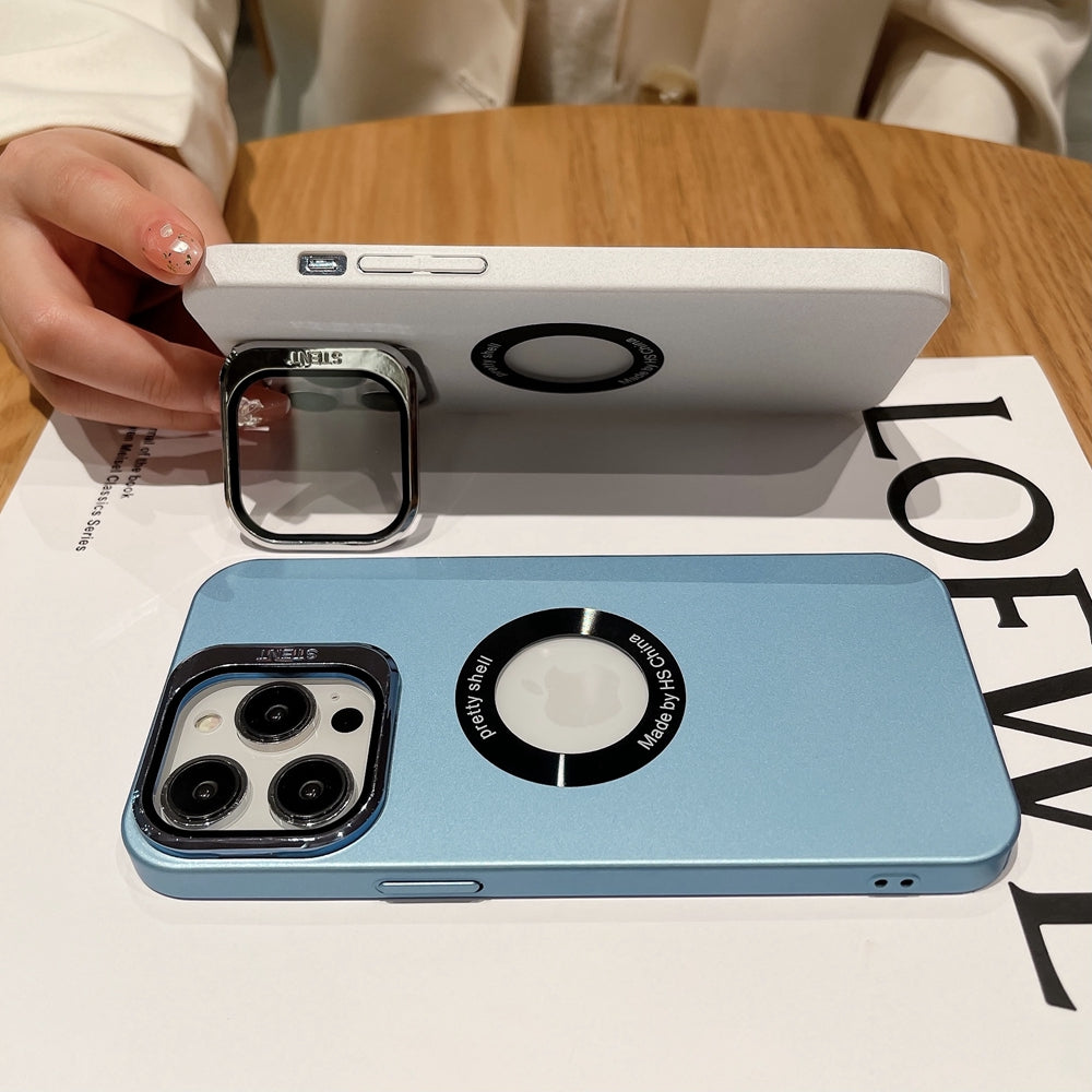 Logo Hole Camera Lens Full Protection, Foldable Stand iPhone Case