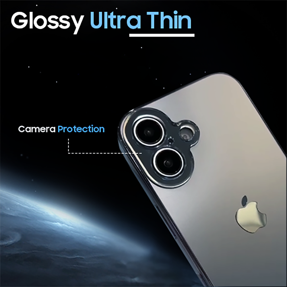 Glossy Ultra Thin Electroplated Camera Lens Protection For iPhone 16 & Plus Case