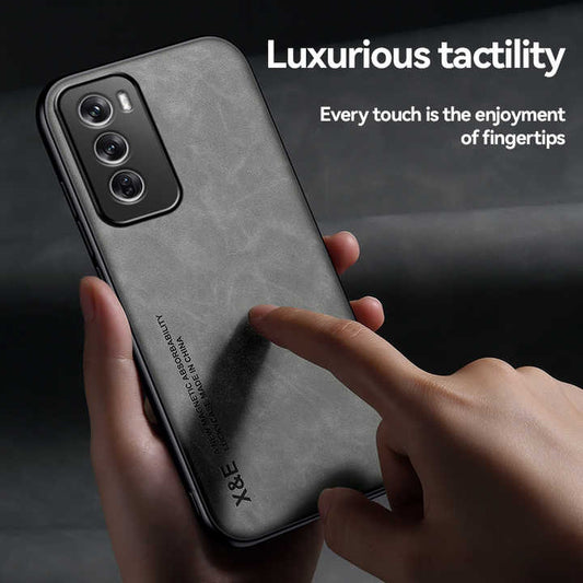 Oppo Reno 12 Pro 5G Skin Feel Shockproof Magnetic Phone PU Leather Case