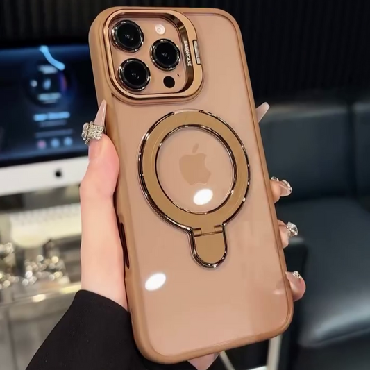 Golden Circle Magnetic Cover With Camera Lens Rings For iPhone 16 Pro and 16 Pro Max